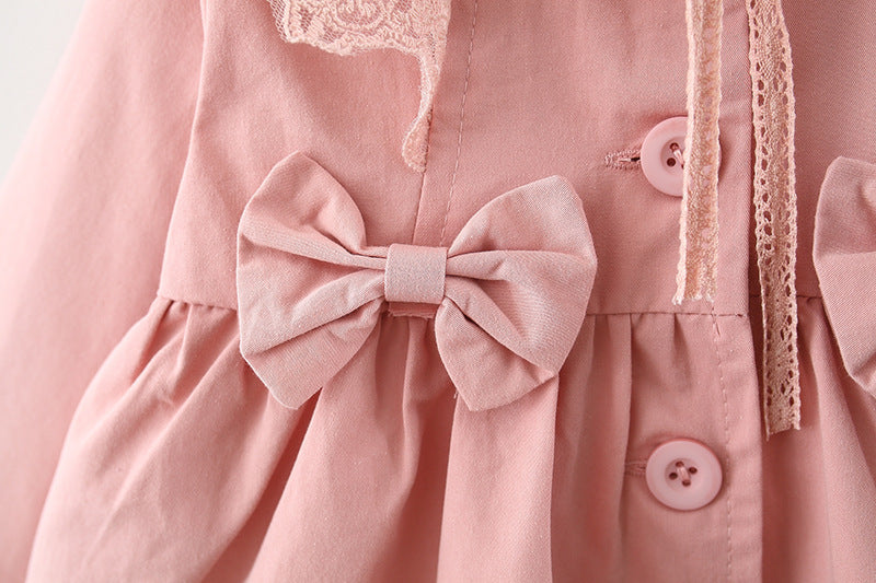 Girls’ Lace Bow Spring & Autumn Coat - Outerwear