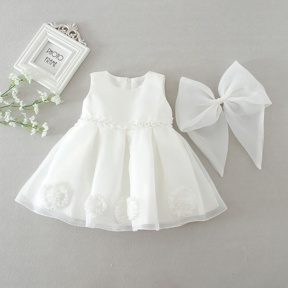 White Bloom Baby Girl Party Dress