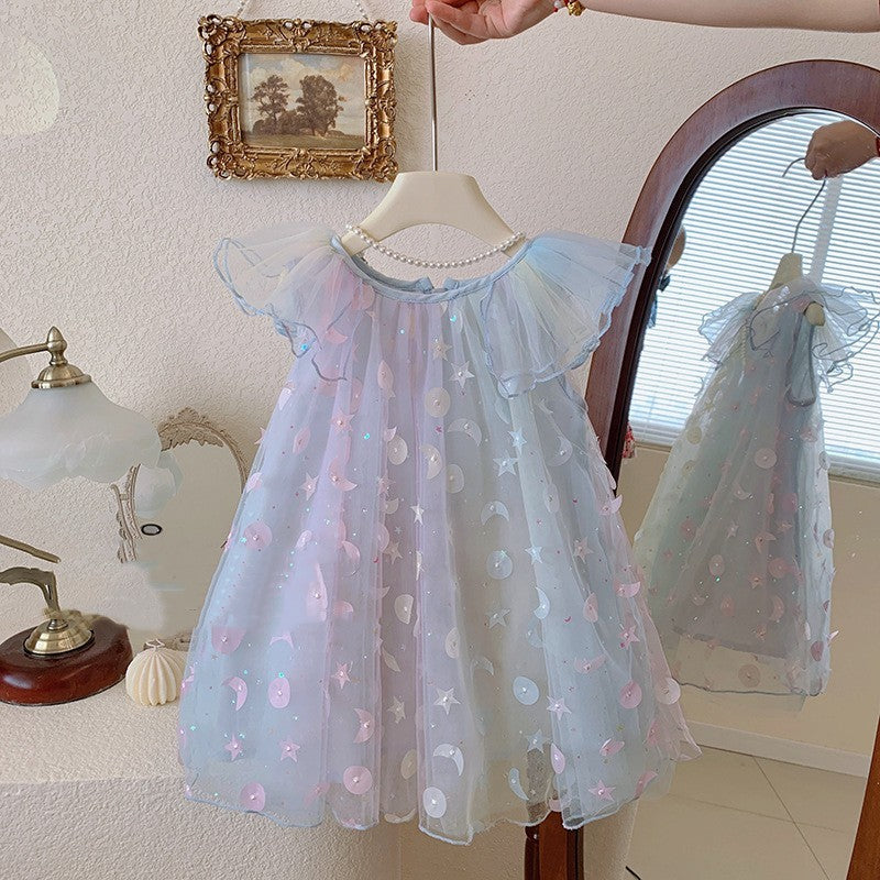 Children's Fashion Sweet Rainbow Mesh Princess Dress
