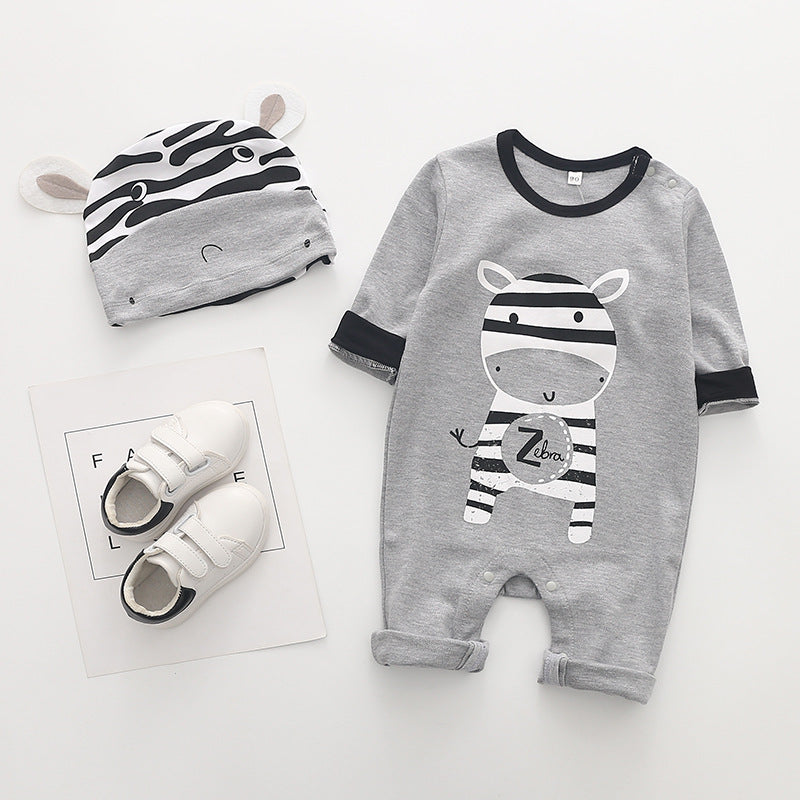 Cartoon long-sleeved cotton romper