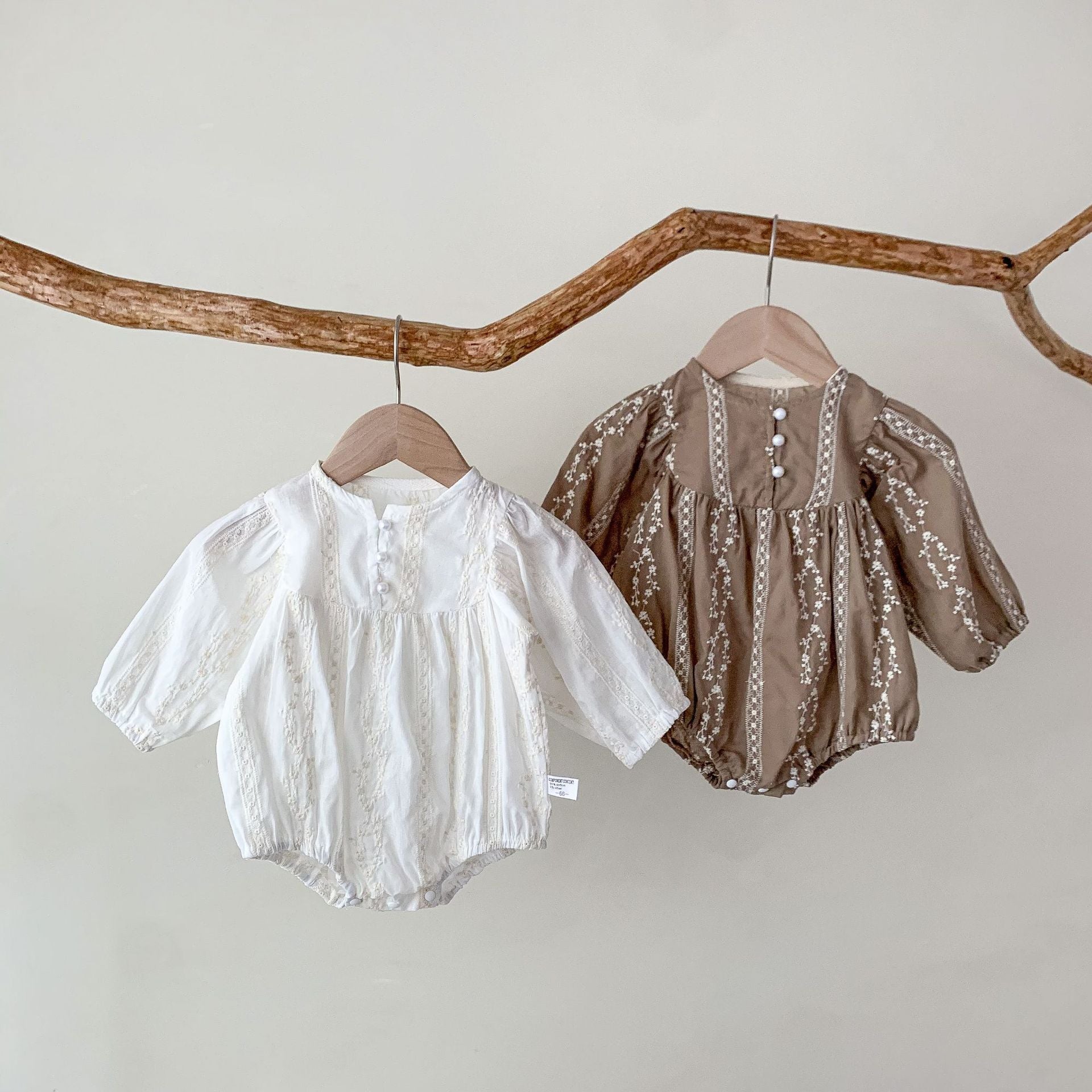 Baby Girl Long Sleeve Floral Romper with Hat