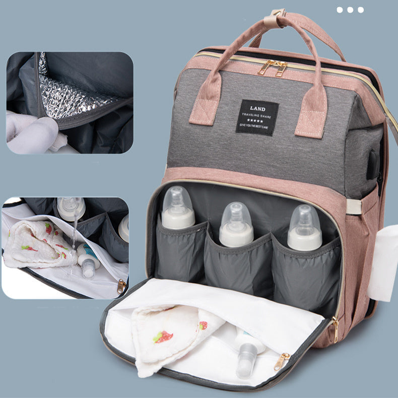 Large Capacity Insulated Diaper Backpack Crib
