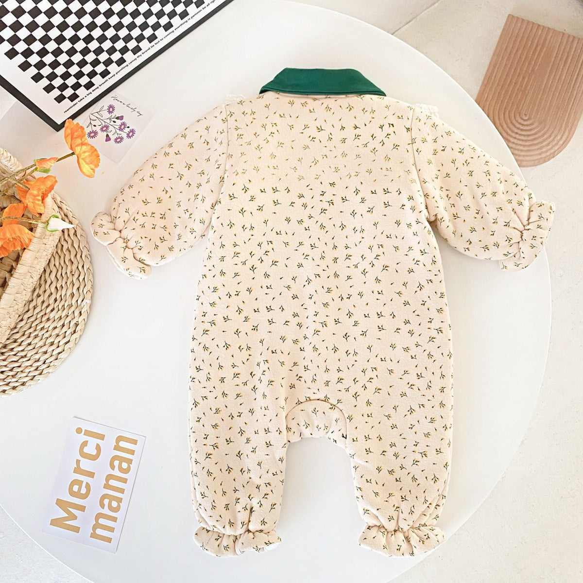 Warm Baby Girl Cotton Romper - Long Sleeve with Elegant Lace