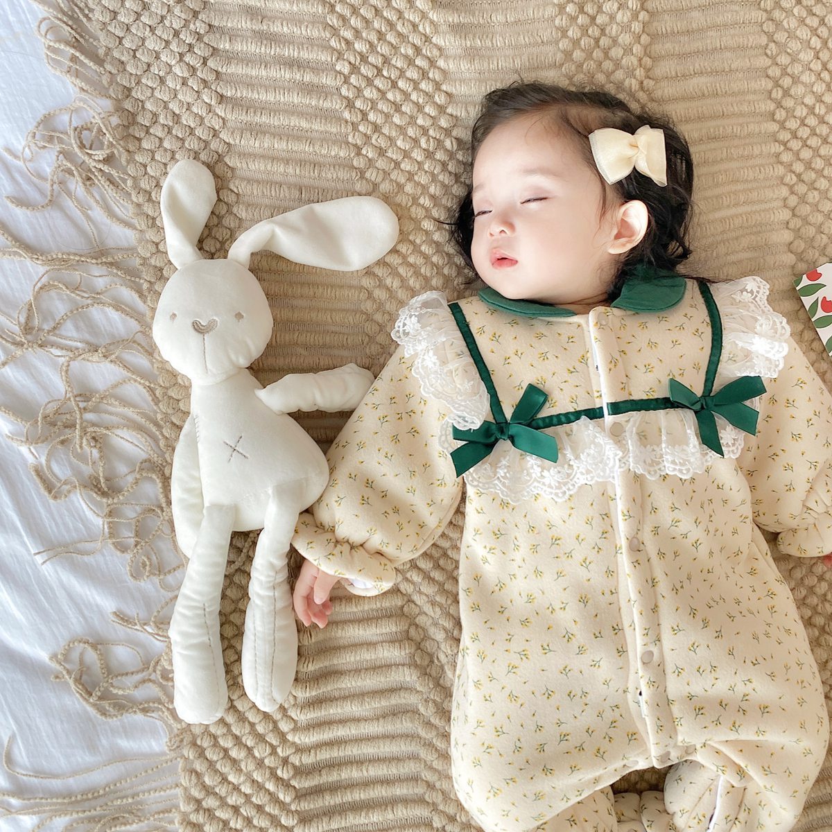 Warm Baby Girl Cotton Romper - Long Sleeve with Elegant Lace