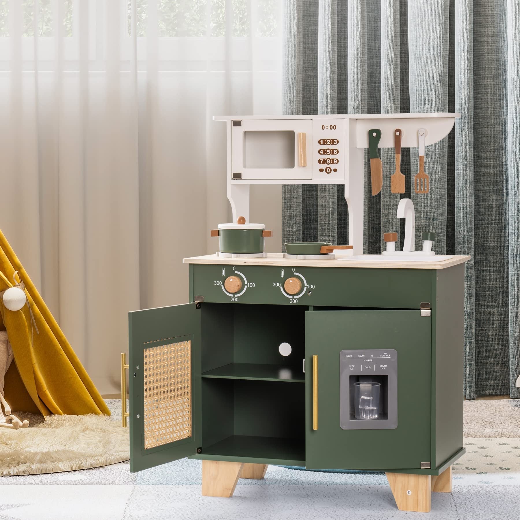 ROBUD Green Wooden Kitchen Set