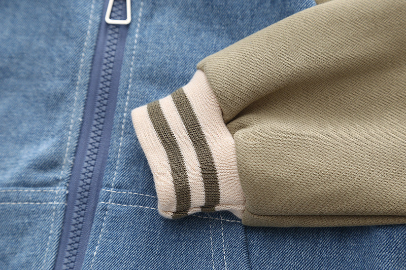 Boys’ Denim & Hoodie Two-Piece Set - Casual Autumn Outfit