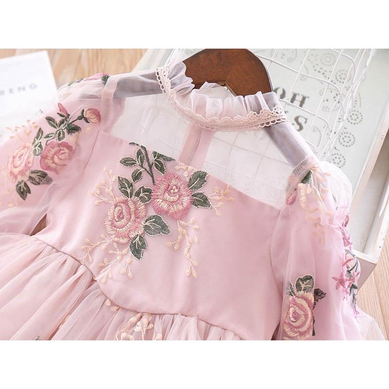 Floral Tulle Princess Dress – Soft Peach Tone