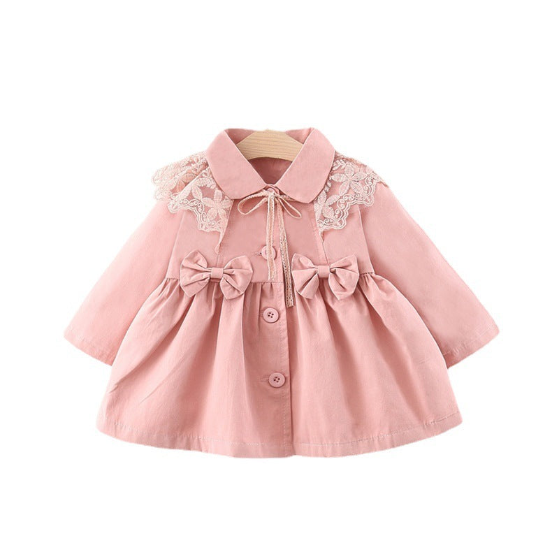 Girls’ Lace Bow Spring & Autumn Coat - Outerwear