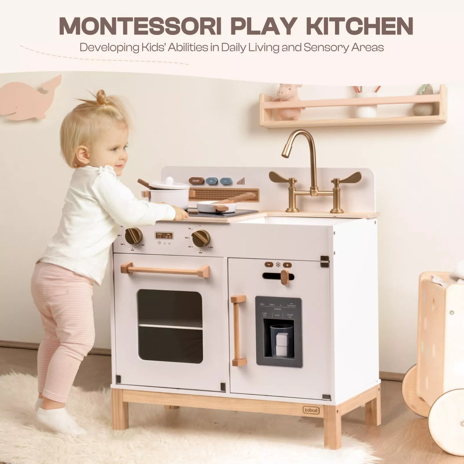 ROBOTIME Pretend Kitchen Set – White