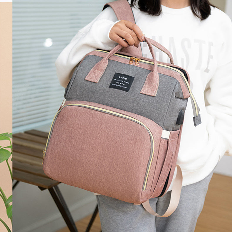 Large Capacity Insulated Diaper Backpack Crib