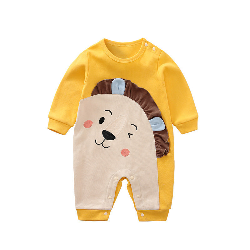 Lion Face Baby Romper – Soft Cotton Long Sleeve Jumpsuit