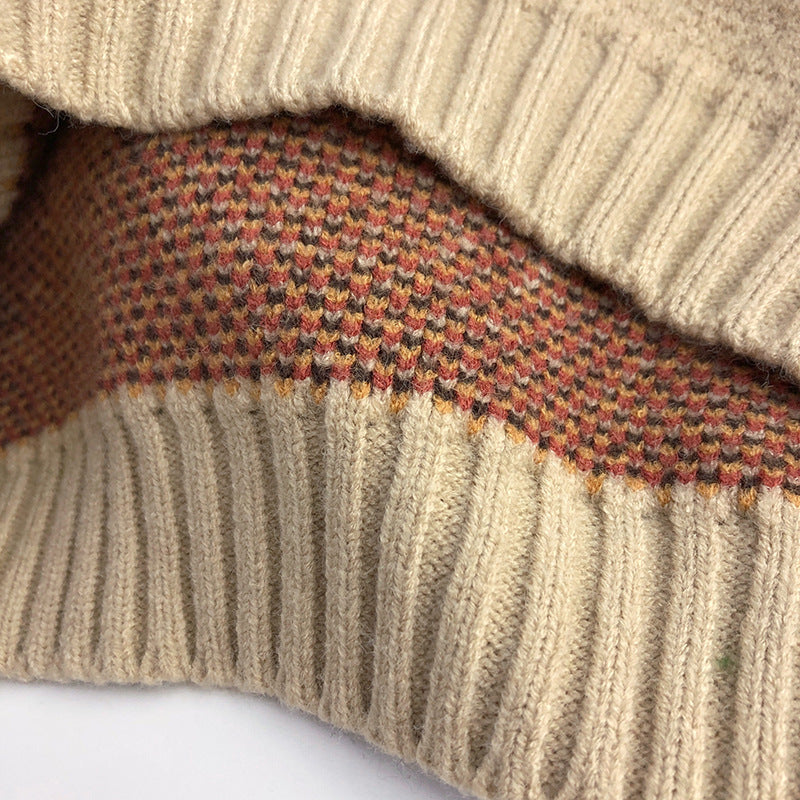 Cozy Retro Knit Sweater – Geometric Design
