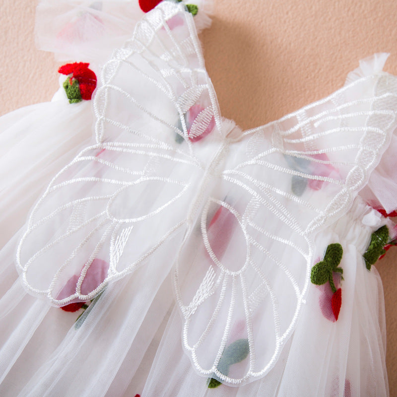Cherry Princess Tulle Dress with Butterfly Wings