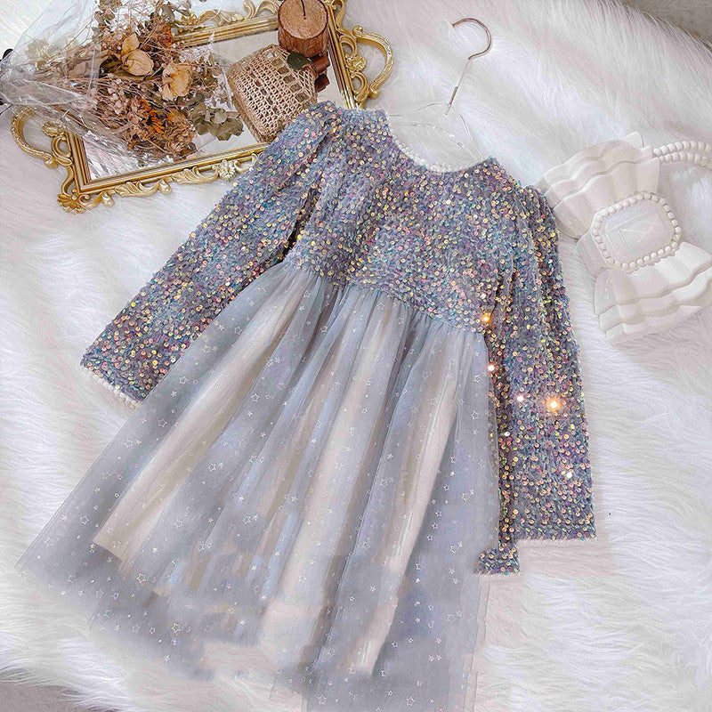 Sparkly Sequin Top Tulle Party Dress for Girls