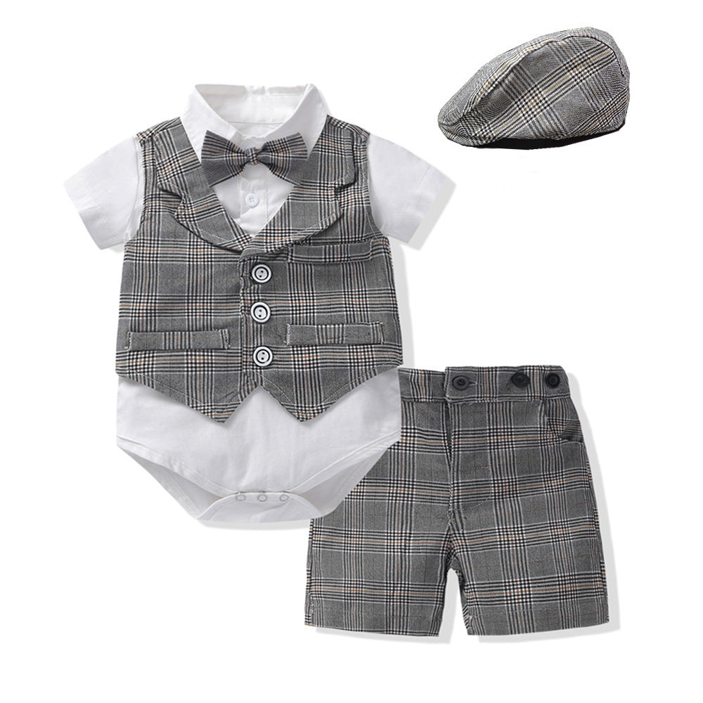Baby Boy Gentleman Suit Set - Vest, Shorts & Bow Tie