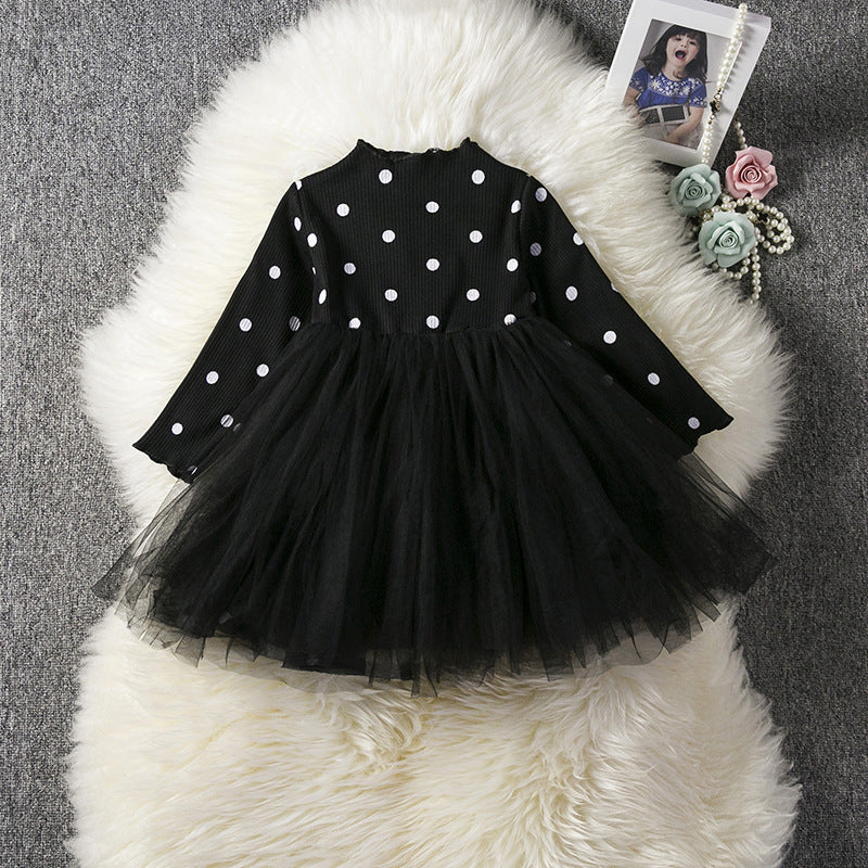 Girls' Spring Winter Long Sleeve Tutu Lace Dress