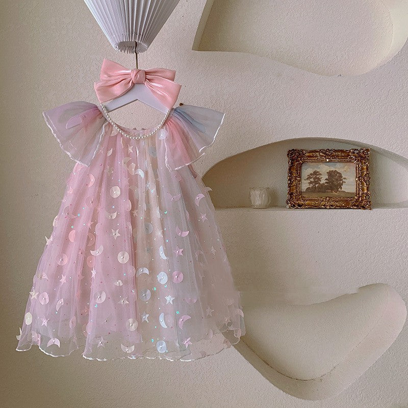 Children's Fashion Sweet Rainbow Mesh Princess Dress