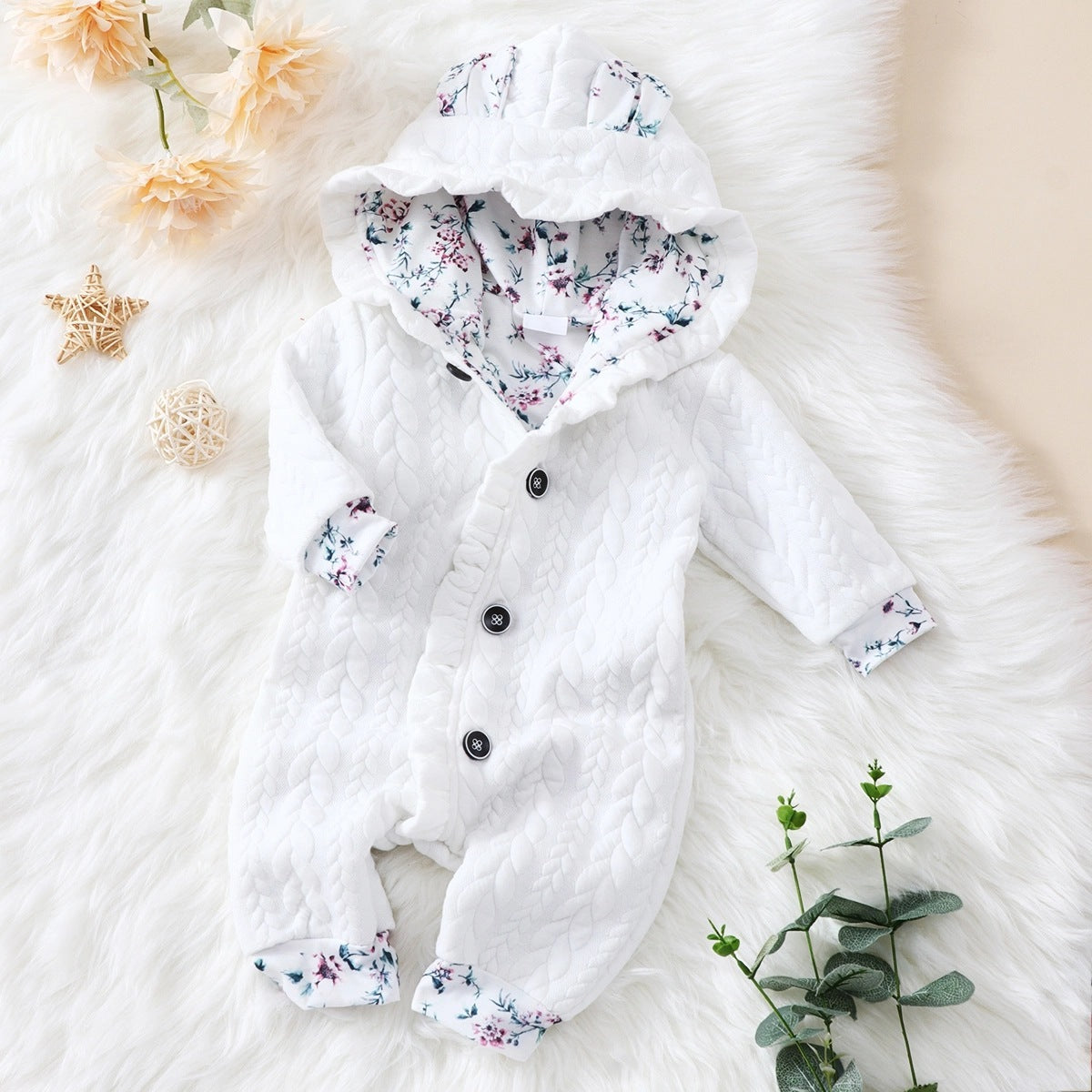 Warm Baby Romper | Hooded Quilted Jumpsuit for Winter
