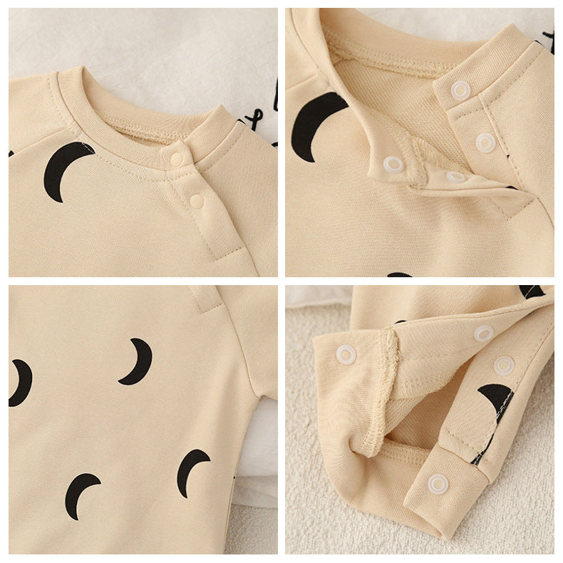 Baby Moon Print Cotton Romper | 2 Colors
