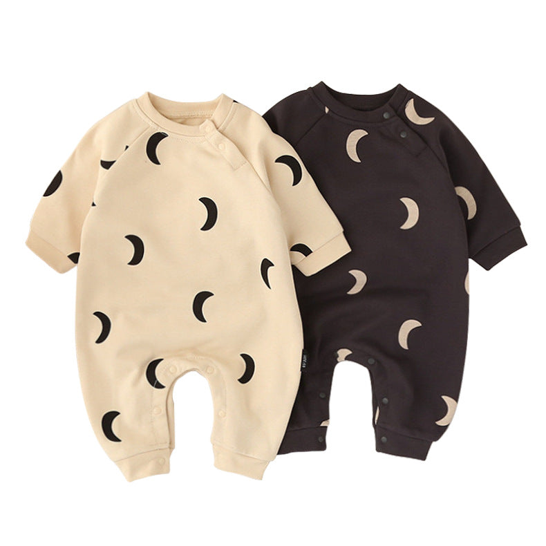 Baby Moon Print Cotton Romper | 2 Colors
