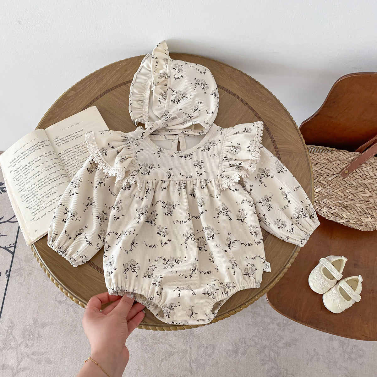Baby Girl Floral Long Sleeve Romper with Hood