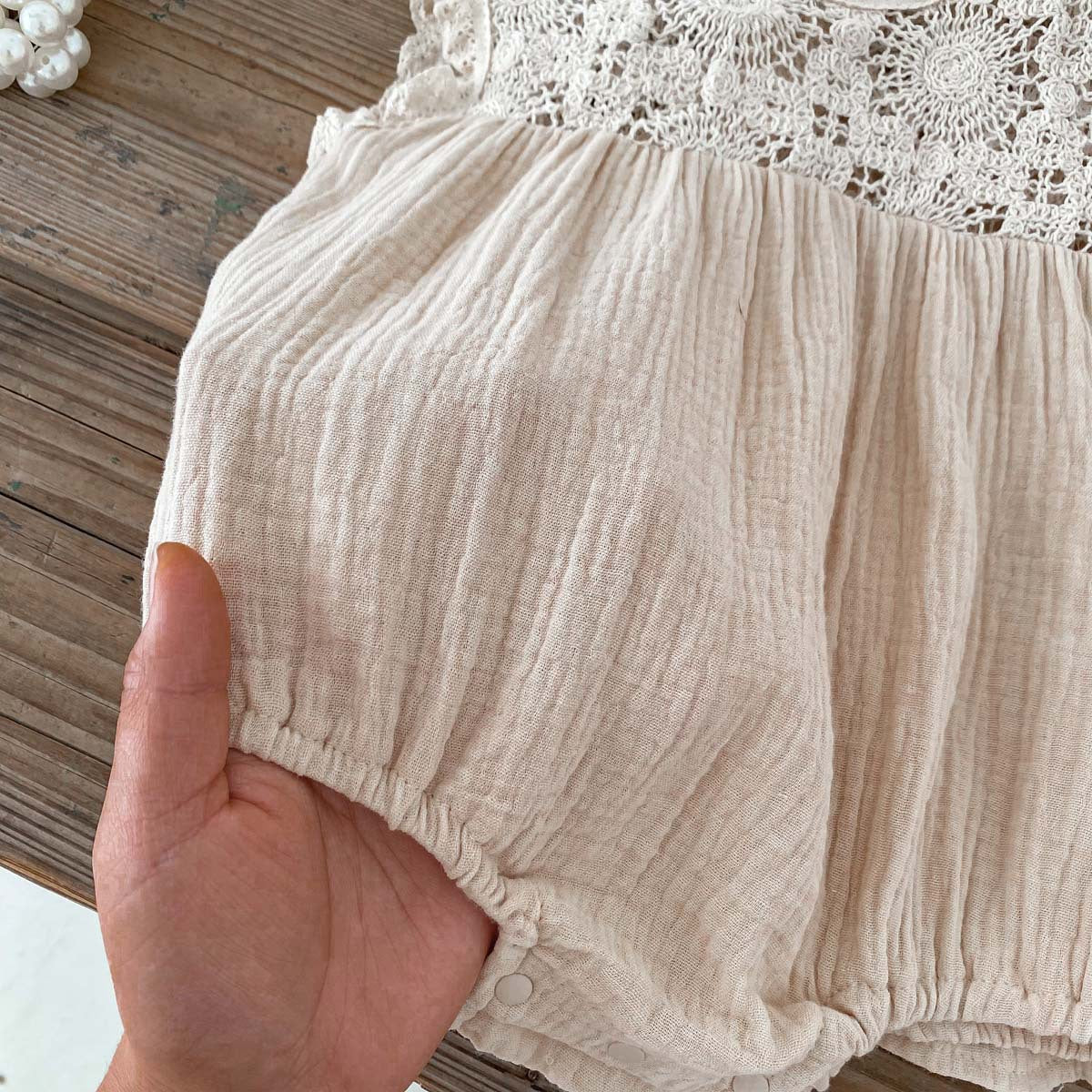 Baby Girl Waffle Lace Romper & Dress Set