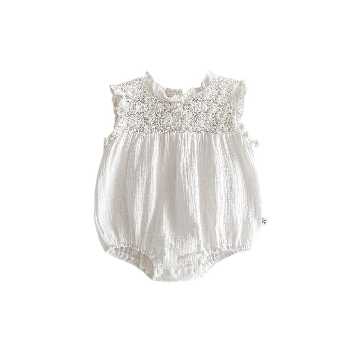 Baby Girl Waffle Lace Romper & Dress Set