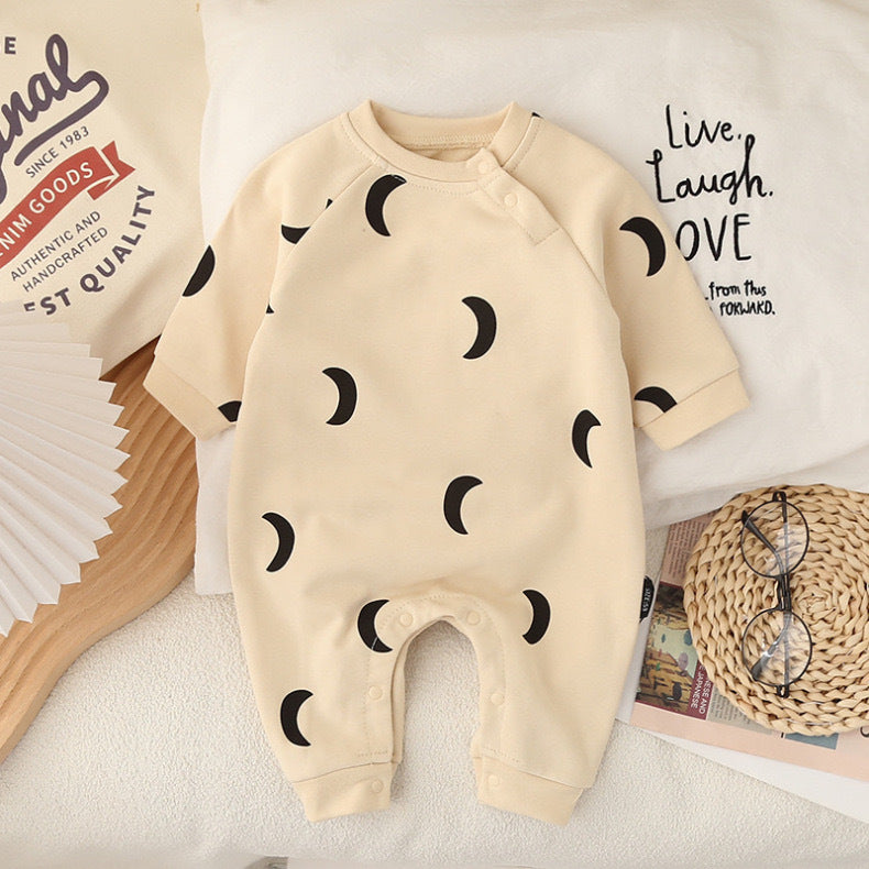 Baby Moon Print Cotton Romper | 2 Colors
