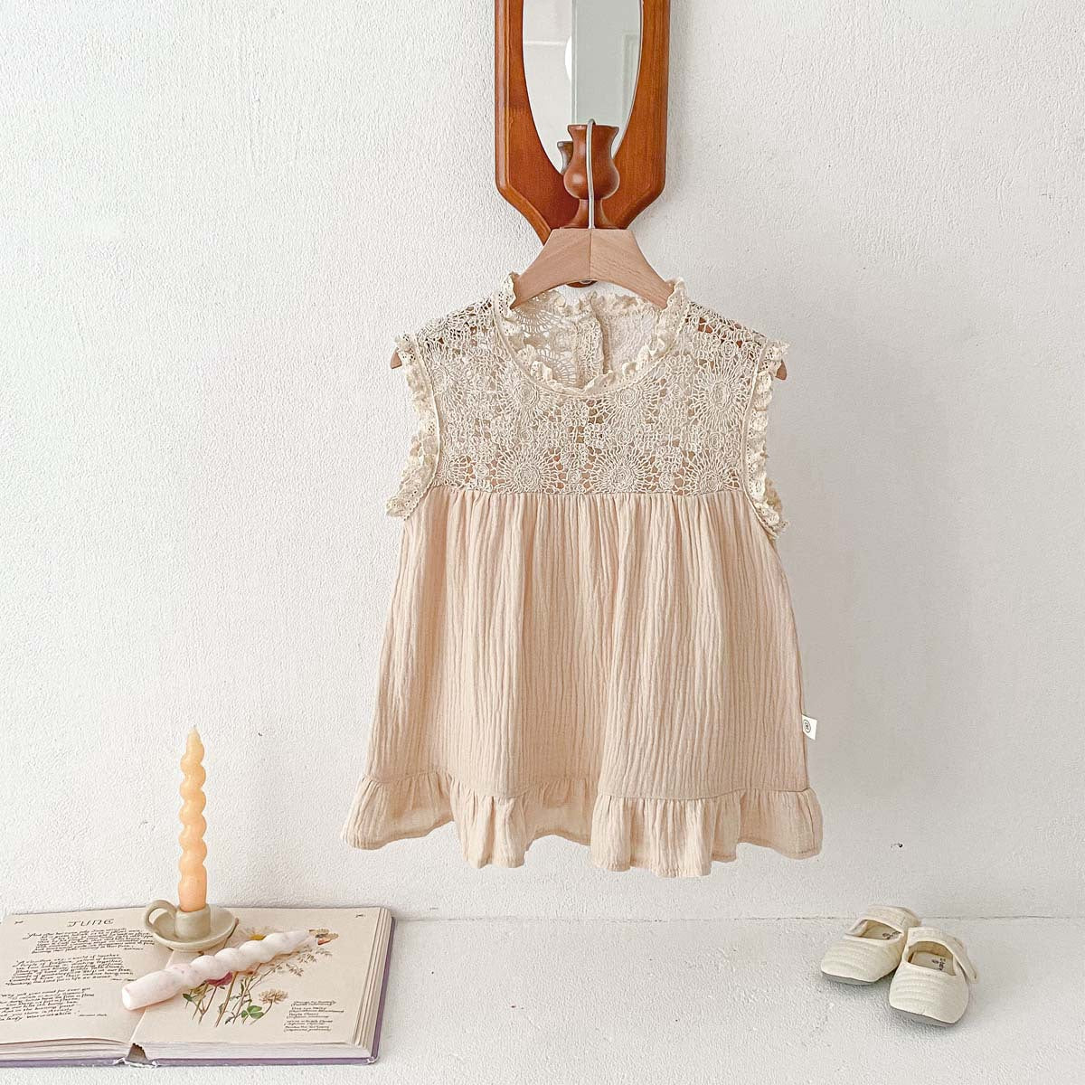 Baby Girl Waffle Lace Romper & Dress Set