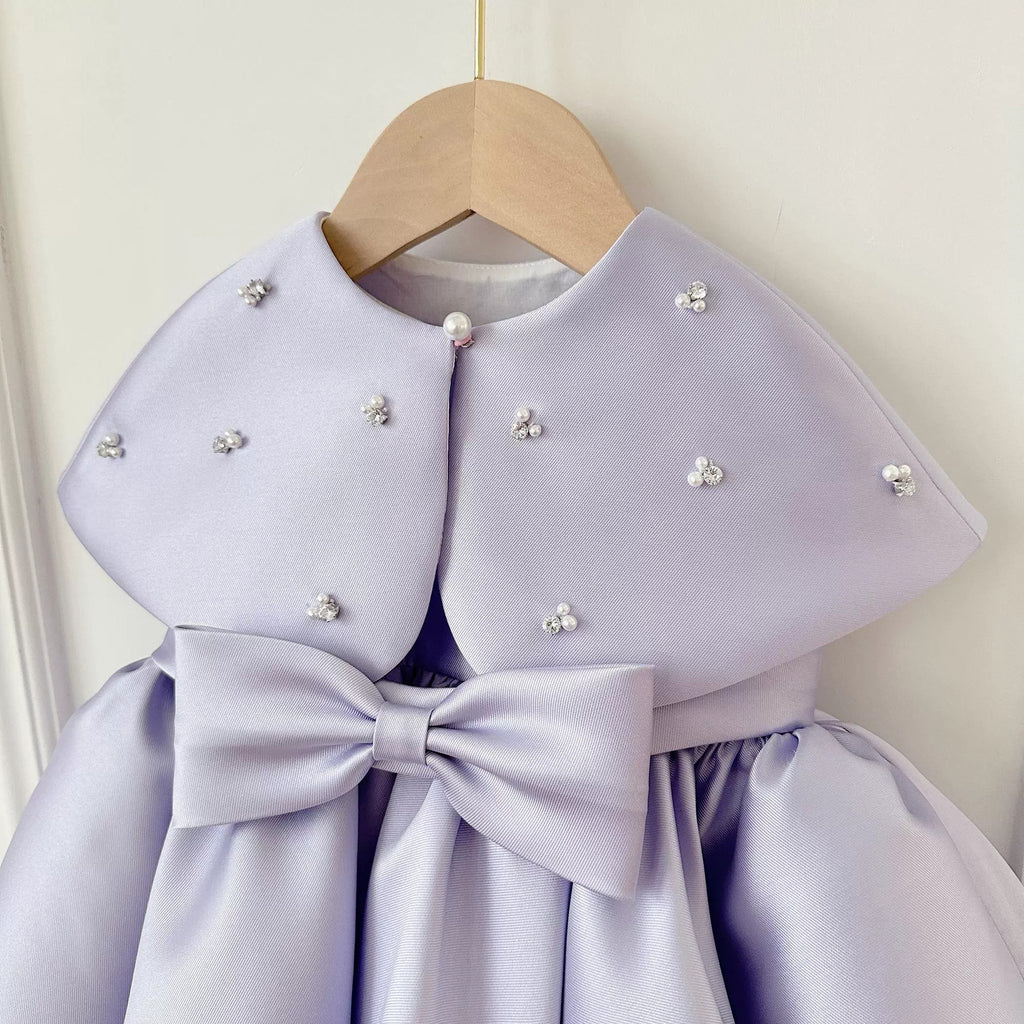 Fashion Satin Purple Girls Dress