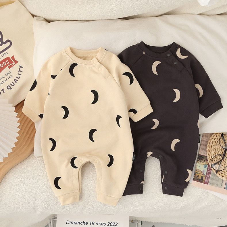 Baby Moon Print Cotton Romper | 2 Colors