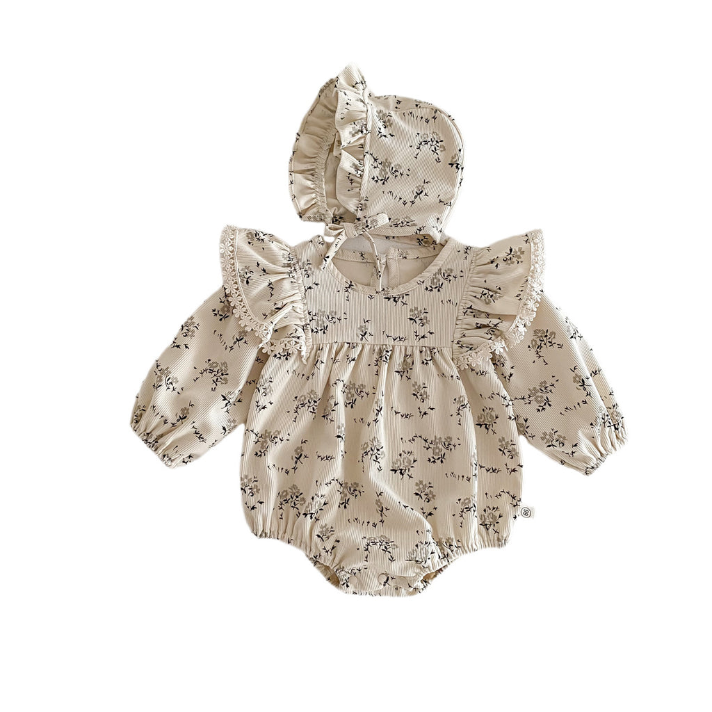 Baby Girl Floral Long Sleeve Romper with Hood