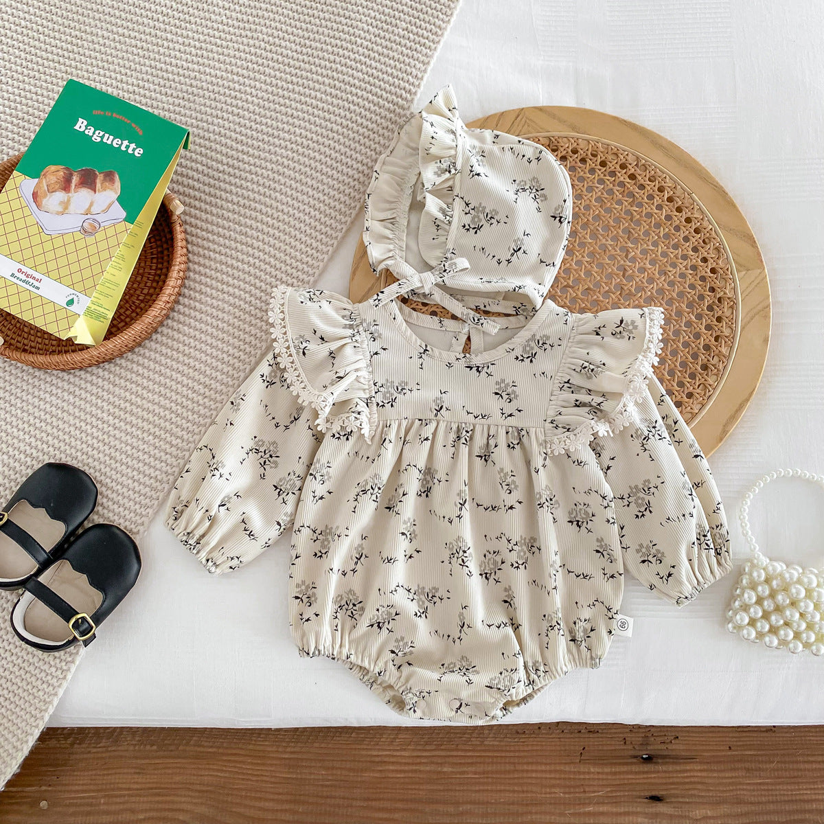 Baby Girl Floral Long Sleeve Romper with Hood