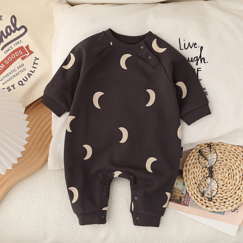 Baby Moon Print Cotton Romper | 2 Colors