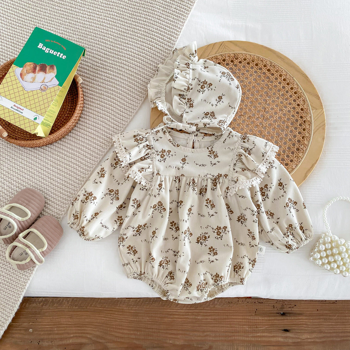 Baby Girl Floral Long Sleeve Romper with Hood