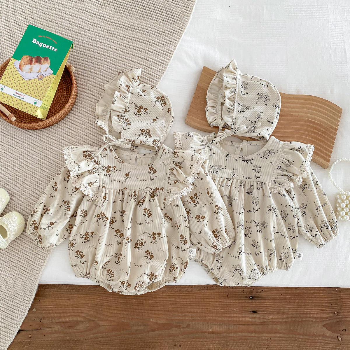 Baby Girl Floral Long Sleeve Romper with Hood