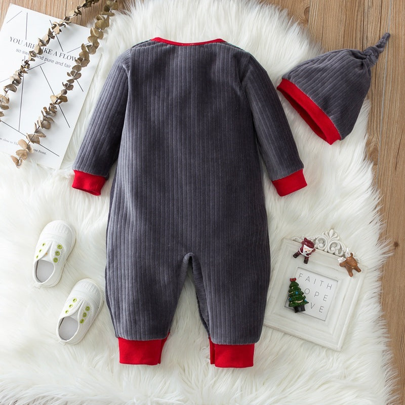 Snowman Flannel Baby Romper – With Hat