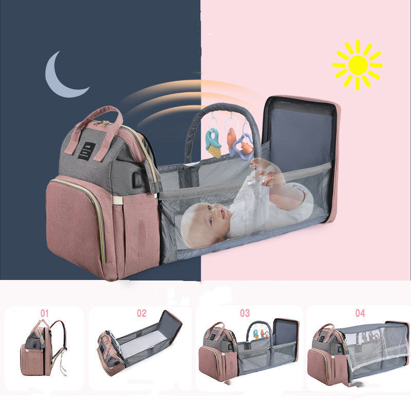 Large Capacity Insulated Diaper Backpack Crib