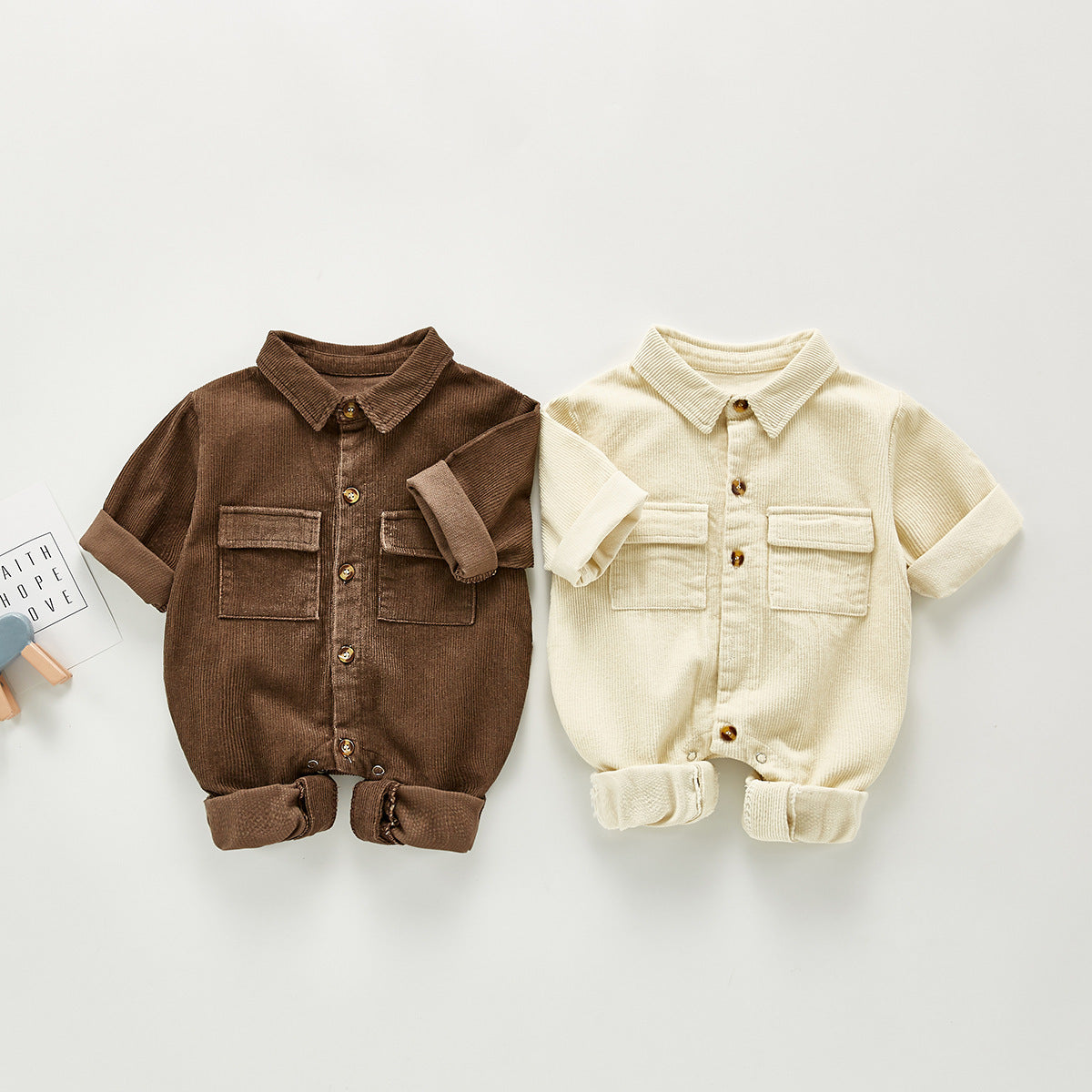 Unisex Baby Romper | Korean Style Corduroy One-piece