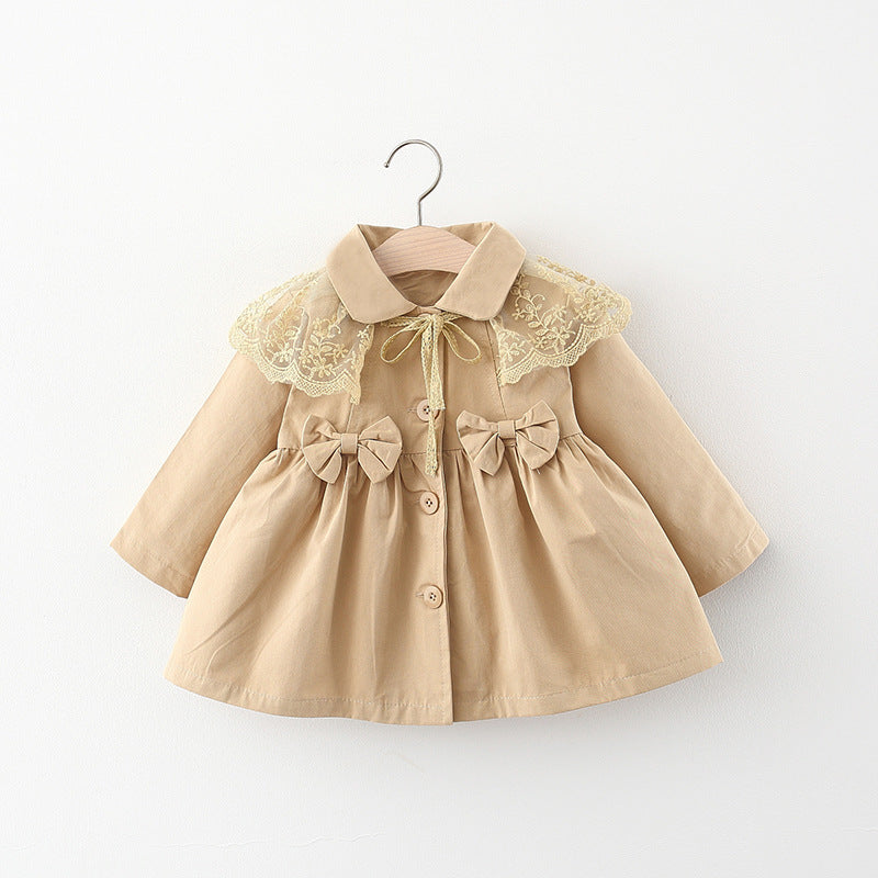 Girls’ Lace Bow Spring & Autumn Coat - Outerwear