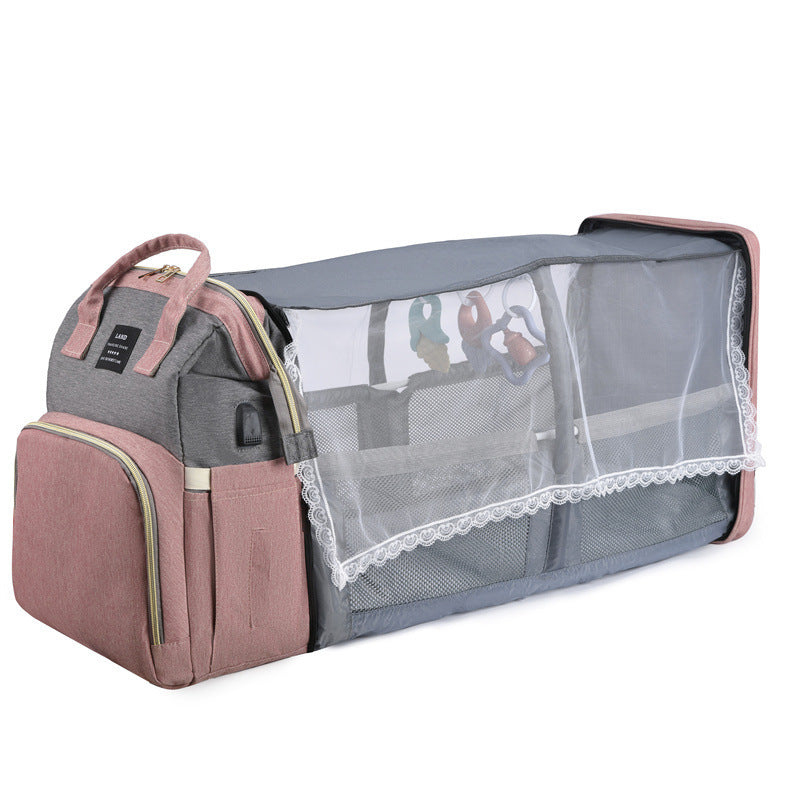 Large Capacity Insulated Diaper Backpack Crib