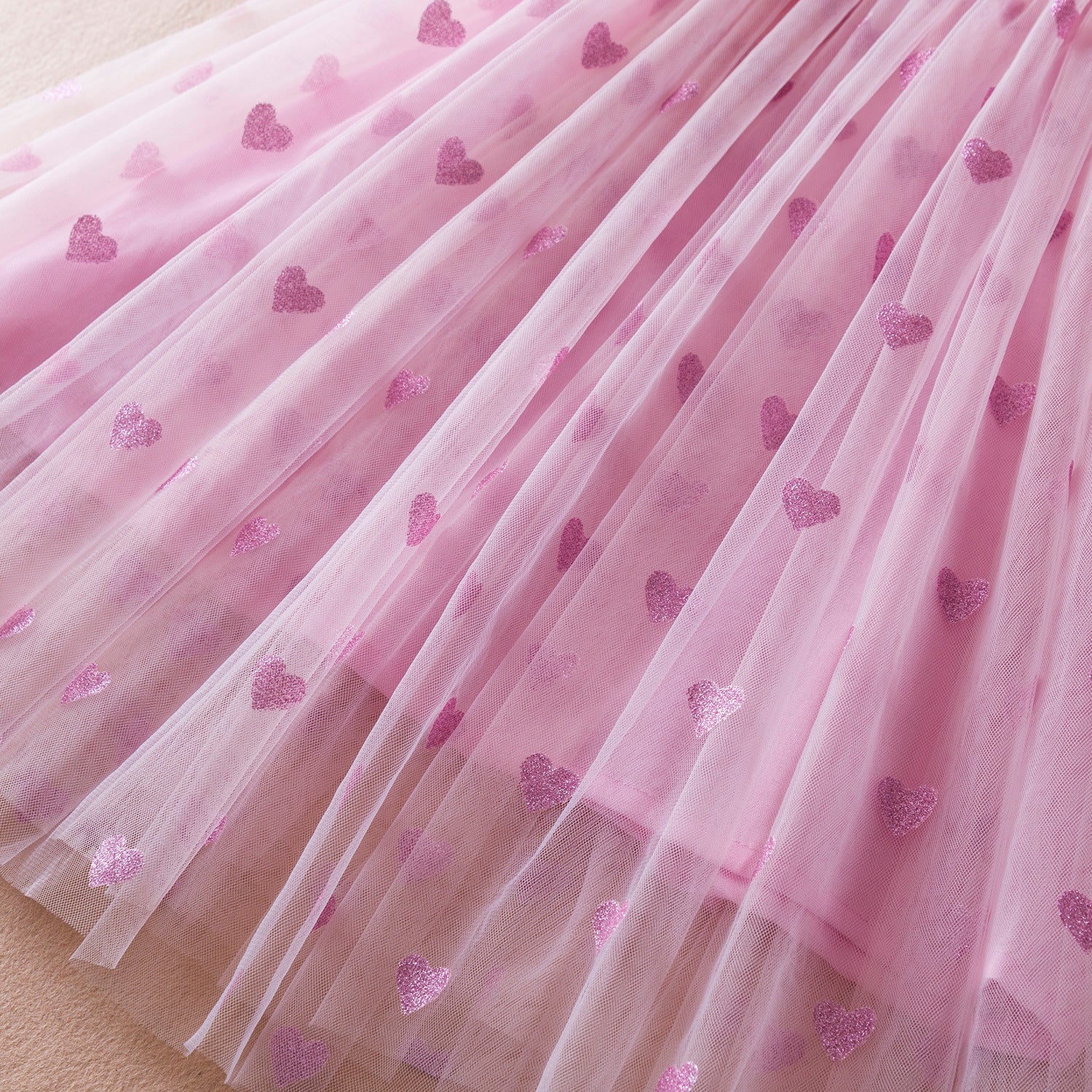 Blue Butterfly Wings Tulle Dress for Girls with Heart Prints