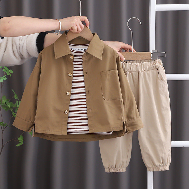 Stylish Three-Piece Outfit – Shirt, Tee & Pants Set