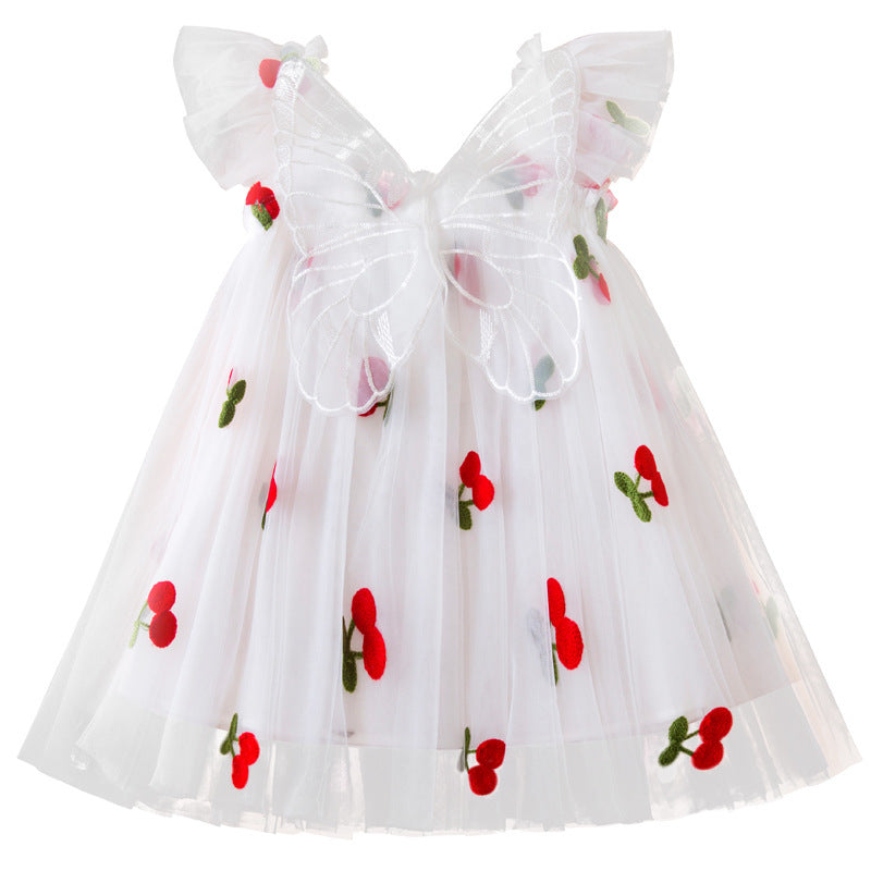 Cherry Princess Tulle Dress with Butterfly Wings