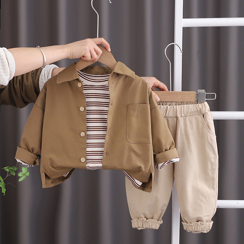 Stylish Three-Piece Outfit – Shirt, Tee & Pants Set