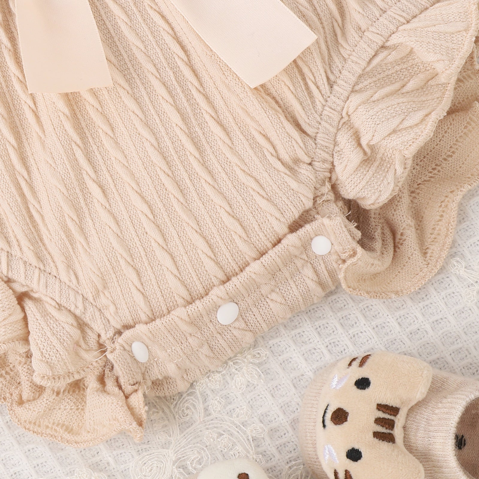 Baby Girl Summer Romper - Sleeveless Cotton with Lace and Bow
