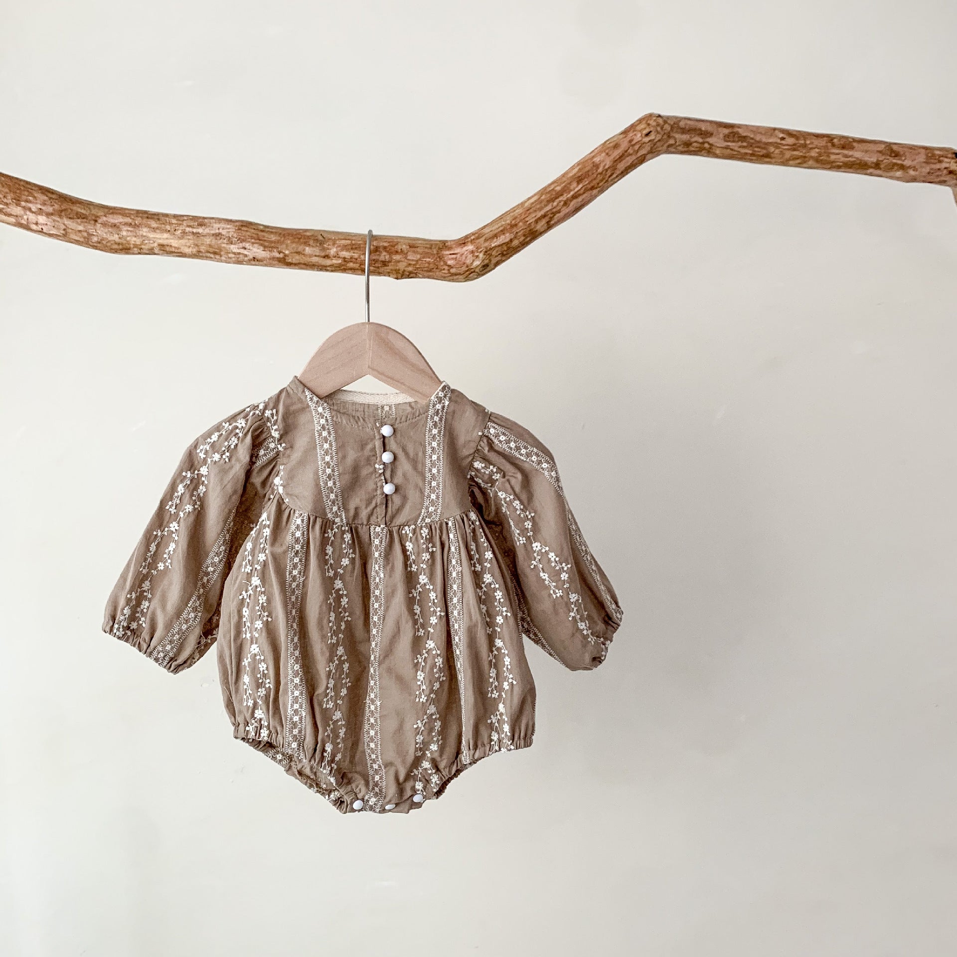 Baby Girl Long Sleeve Floral Romper with Hat