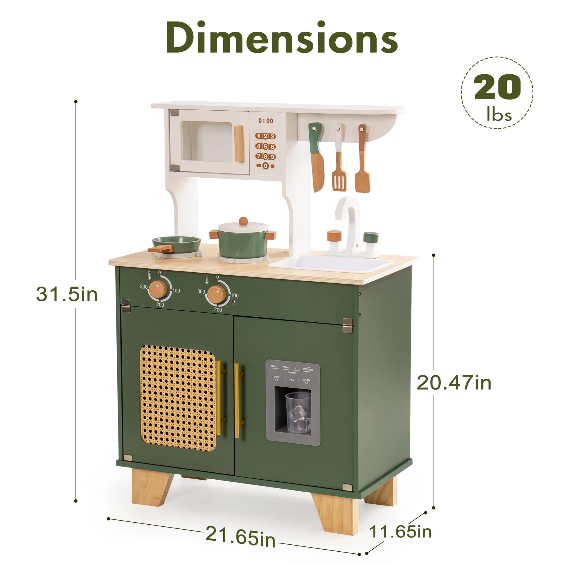 ROBUD Green Wooden Kitchen Set