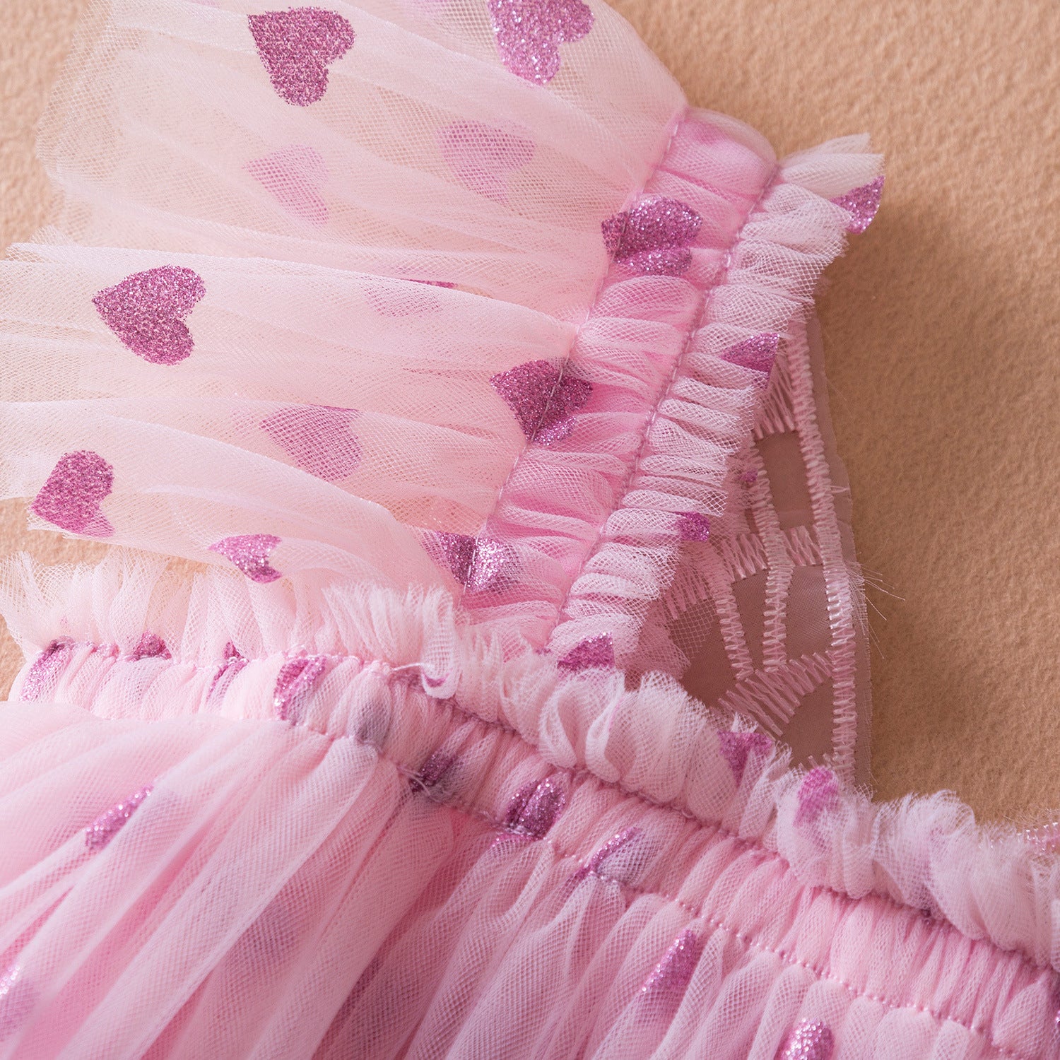 Blue Butterfly Wings Tulle Dress for Girls with Heart Prints