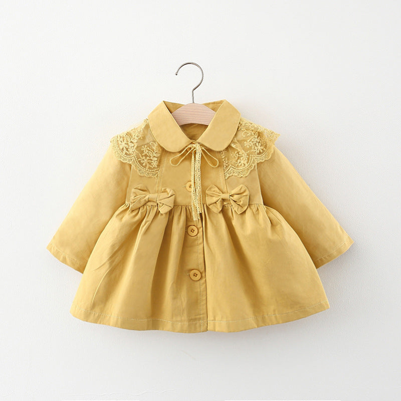 Girls’ Lace Bow Spring & Autumn Coat - Outerwear
